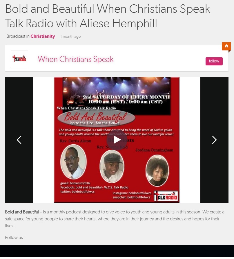 The Bold and the Beautiful Podcast ft. Aliese and Herbert. Topic: Aliese’s second book release and courtship journey.